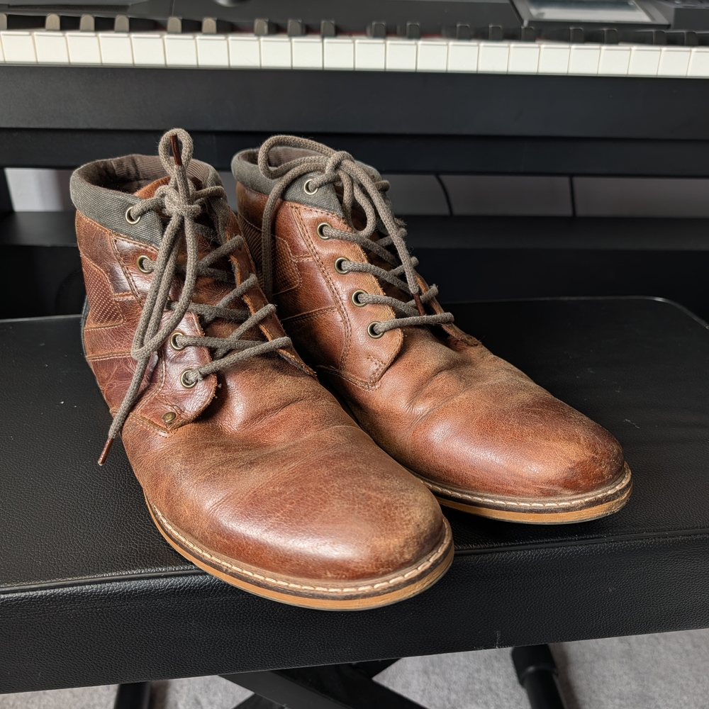 Crevo Ellerton‎ Boots Men’s 10.5 Plain Toe Chestnut Brown Lace Up Ankle Boots